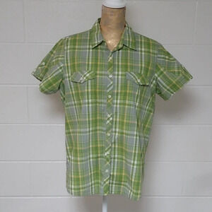 CABELA'S 100% PIMA COTTON, PLAID BUTTON UP, SHORT SLEEVE DETAILS,  SHIRT